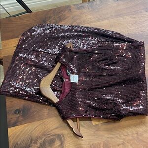 Gary Wood Sequin Sleeveless Dress - Burgundy